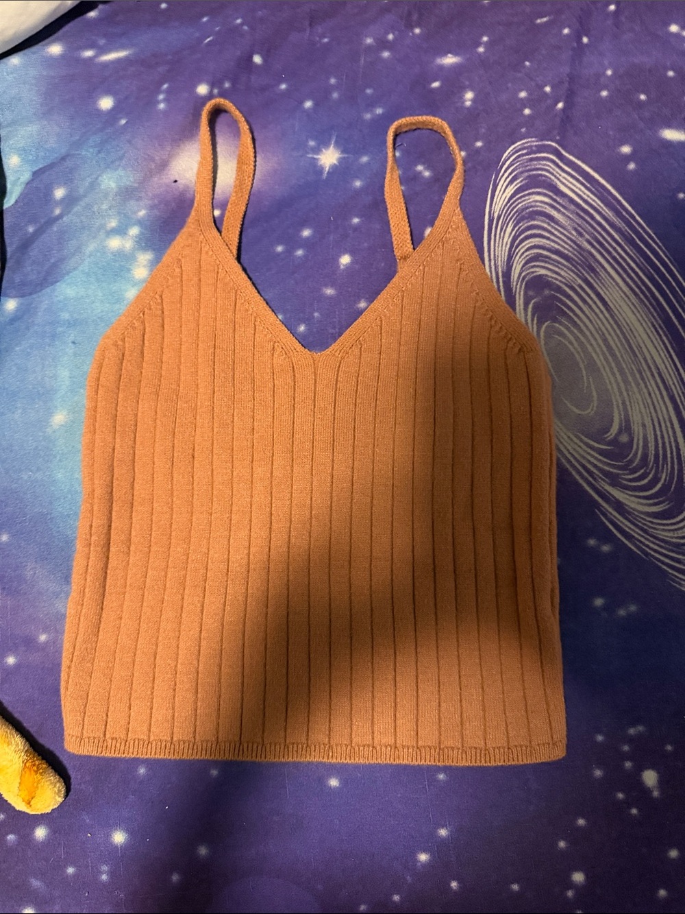Ribbed V-Neck Cami Tank Top - Rust